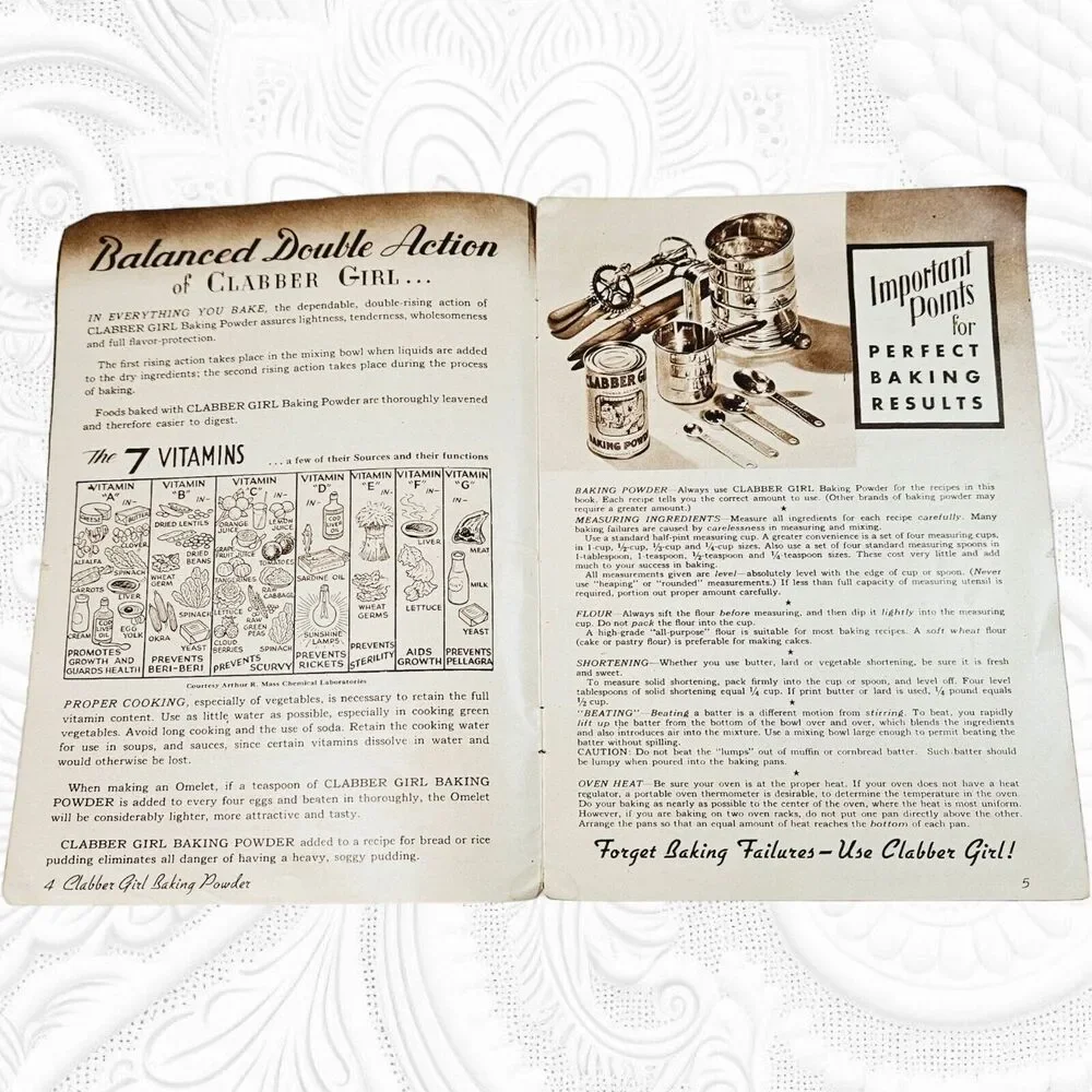 Vintage Clabber Girl Baking Book Clabber Girl Baking Powder Hultman & Co Indiana